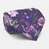 Cravate Fleurs d'Aquarelle Florale Blanche Lavande Violett (Roulé)