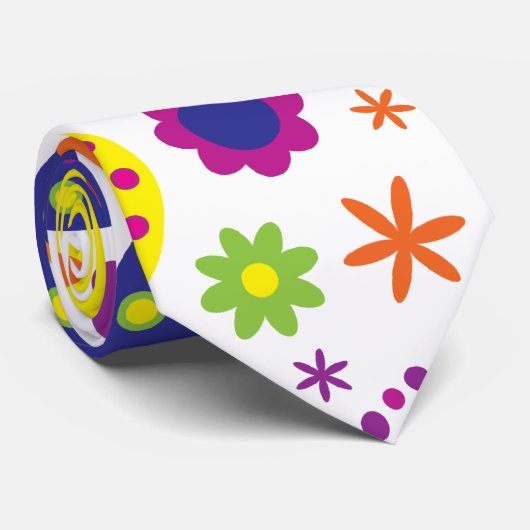 Cravate Fleurs d'arc-en-ciel de hippie (Roulé)