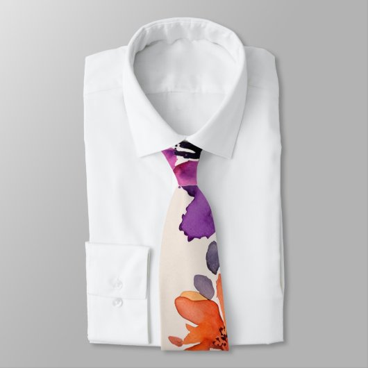 Cravate Fleurs d'automne gras Aquarelle Lily Floral (Attaché)