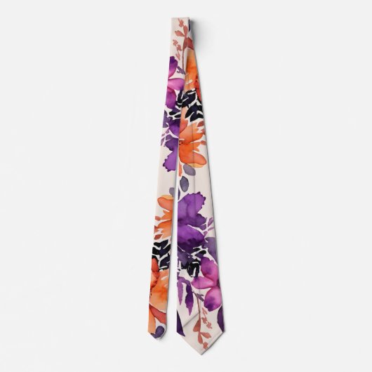 Cravate Fleurs d'automne gras Aquarelle Lily Floral (Dos)