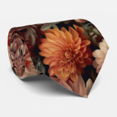 Cravate Fleurs d'automne n° 2 sur noir (Roulé)