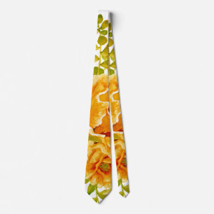 Cravate Fleurs de cactus d'aquarelle orange, succulentes
