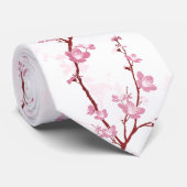 Cravate Fleurs de cerisier japonaises, fleur rose douce, (Roulé)