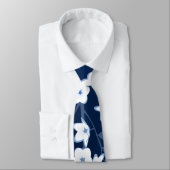 Cravate Fleurs de cerisier rose marine blanc (Attaché)