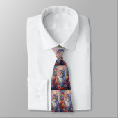 Cravate Fleurs de chat arc-en-ciel Boho (Attaché)