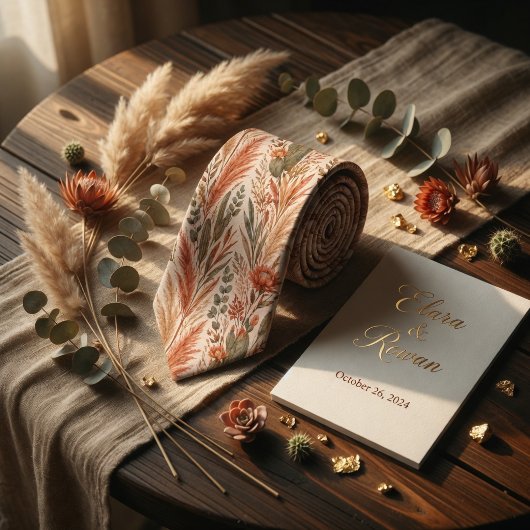 Cravate Fleurs de désert en terre cuite