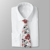 Cravate Fleurs de gribouillis et feuilles en rouge et noir (Attaché)