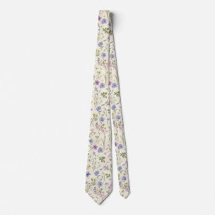 Cravate fleurs de jardin aquarelle Fleur sauvage Prairie d