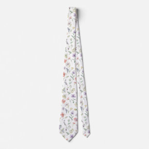 Cravate fleurs de jardin aquarelle Fleur sauvage Prairie d