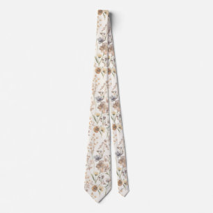 Cravate fleurs de jardin aquarelle Fleur sauvage Prairie d