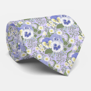 Cravate Fleurs de jardin printanier sur lavande