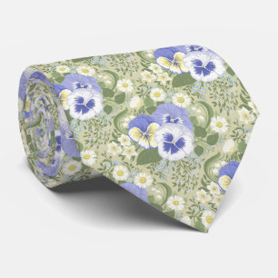 Cravate Fleurs de jardin printanier sur sauge