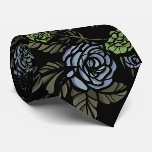 Cravate Fleurs de la Terre verte (Roulé)