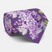 Cravate Fleurs de lilas sur violet (Roulé)