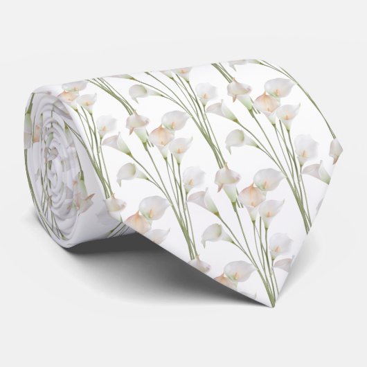 Cravate fleurs de lis calla motif (Roulé)