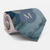 Cravate Fleurs de magnolia rose botanique monogrammé (Roulé)