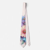 Cravate Fleurs de marguerite en rose et violet (Devant)