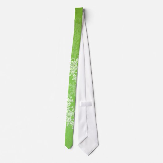 Cravate Fleurs de neige vertes et blanches de Noël (Dos)