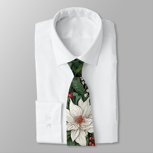 Cravate Fleurs de Noël (Attaché)