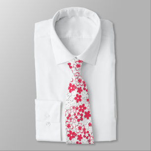 Cravate Fleurs de papier rouge et blanc