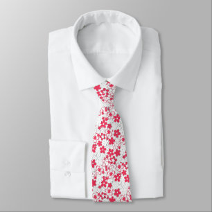 Cravate Fleurs de papier rouge et blanc
