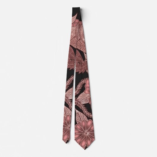 Cravate Fleurs de Parties scintillant noires en or glamour (Dos)