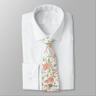 Cravate Fleurs de Pêcher et Colibri