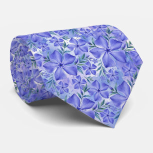Cravate Fleurs de Pervenche Bleu Violet Fleurs de Vinca