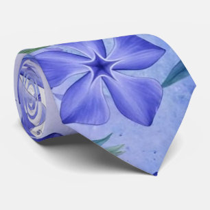 Cravate Fleurs de Pervenche Bleu Violet Vinca