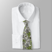 Cravate Fleurs de pivoines blanches et moisissures (Attaché)