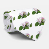 Cravate fleurs de pomme et feuilles verts (Roulé)
