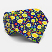 Cravate Fleurs de printemps - Bleu de marine profonde (Roulé)