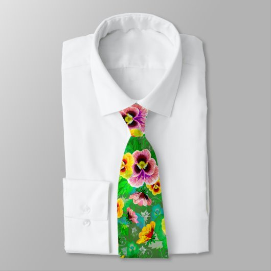 Cravate Fleurs de printemps colorées Design (Attaché)
