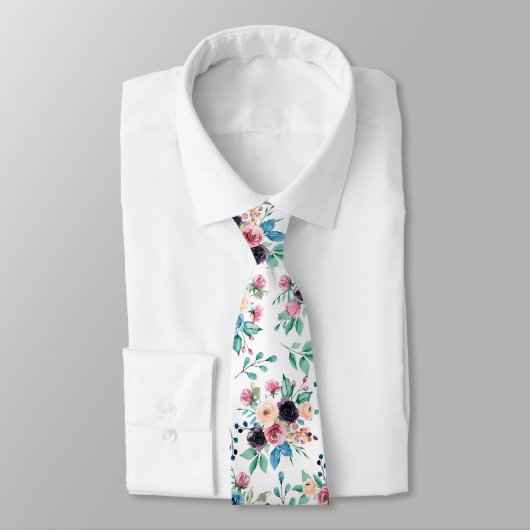 Cravate Fleurs de printemps colorées motif (Attaché)