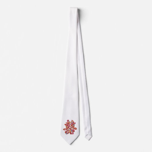 Cravate Fleurs de printemps Double Bonheur Mariage Chinois (Devant)