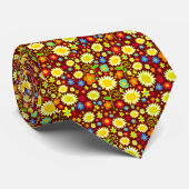 Cravate Fleurs de printemps II - Brown rouge (Roulé)