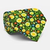 Cravate Fleurs de printemps - Vert foncé (Roulé)