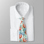 Cravate Fleurs de Protea et palmier feuille motif tropical<br><div class="desc">Aquarelle motif sans couture avec fleurs tropicales et feuilles. Fleurs de protéa arrière - plans transparentes et feuilles de palme</div>
