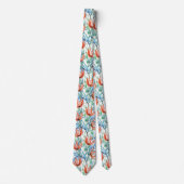 Cravate Fleurs de Protea et palmier feuille motif tropical (Devant)