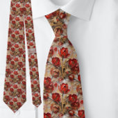 Cravate Fleurs de rose rouge moderne élégante