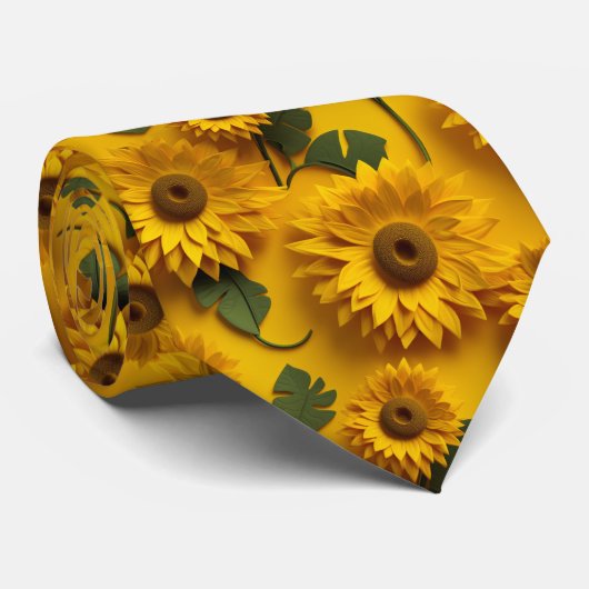 Cravate Fleurs de soleil 3d (Roulé)
