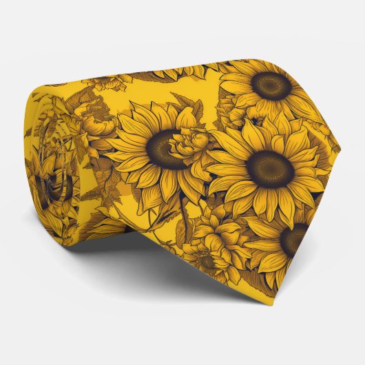 Cravate Fleurs de soleil 3d (Roulé)