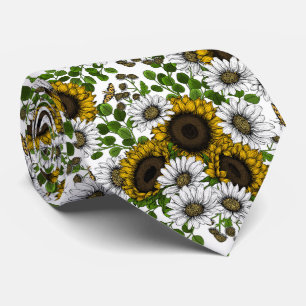 Cravate Fleurs de soleil et marguerites, jardin d'été 3
