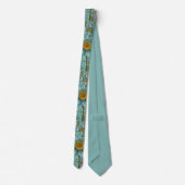 Cravate Fleurs de soleil Turquoises surréalistes Jaune ble (Dos)