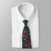 Cravate Fleurs de Teinte de Bijou avec Accents Dorés (Attaché)