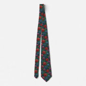 Cravate Fleurs de Teinte de Bijou avec Accents Dorés (Dos)