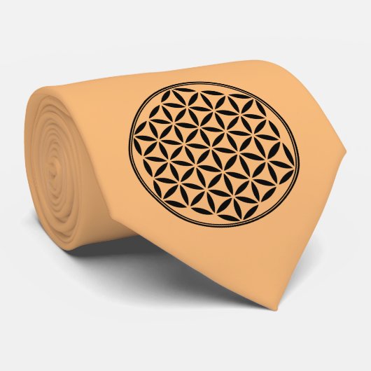 Cravate FLEURS DE VIE - Symbole de géométrie sacrée plein  (Roulé)