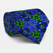 Cravate Fleurs des Jardins Botaniques Motif bleu et vert (Roulé)