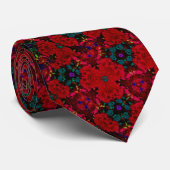Cravate Fleurs des jardins botaniques Motif rouge et vert (Roulé)