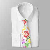 Cravate Fleurs d'Hibiscus colorées en blanc (Attaché)